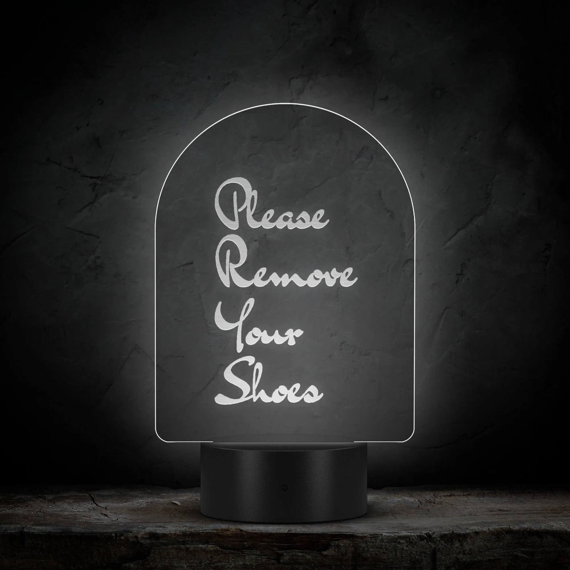 Please Remove Your Shoes Arc Acrylic LED Sign